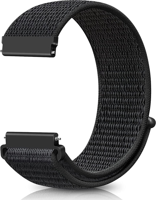 22mm SmartWatch Sport Loop Nylon Bands Jet Black