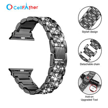 Load image into Gallery viewer, Apple iWatch Bling Rhinestone Stainless Steel Strap Black color
