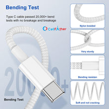 Load image into Gallery viewer, c to c cable; apple cable; 22mm Straps; 2 meter cable for iPad; c to c cable 2 metere; macbook cable 2 metere; iphone 15 pro max cable 2 mtr