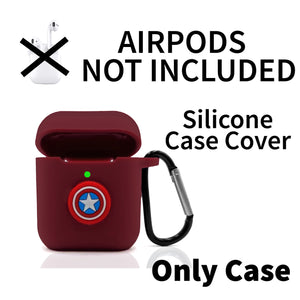 Silicone Case Cover for Airpods 1/2 (Wine Captain America