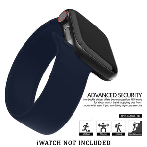 Solo Loop Elastic Silicone Strap for Apple Watch 42/44mm-Midnight Blue