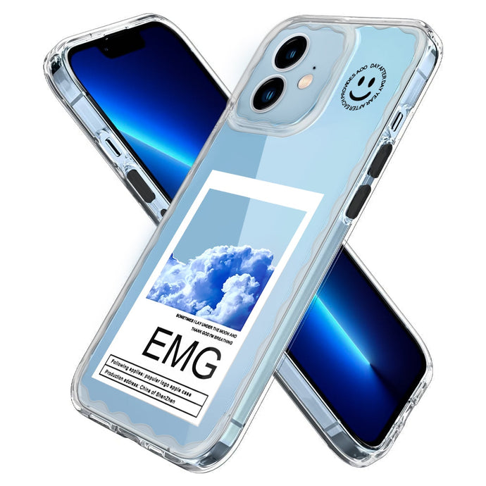 Soft Silicone Transparent Printed Case Compatible with iPhone 12 -EMG Cloud