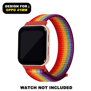 Woven Nylon Strap for Oppo Watch 41mm -Rainbow