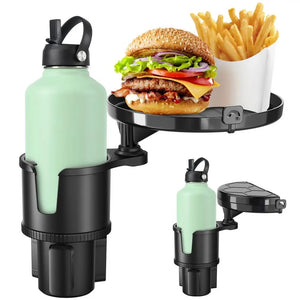 Car Cup Holder Expander Tray 3-in-1 Adjustable Car Table Food Tray