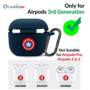 Apple AirPods 3rd Gen Silicone Case Cover- Blue- Captain America