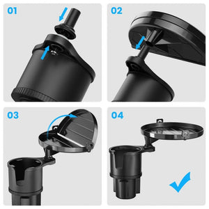Car Cup Holder Expander Tray 3-in-1 Adjustable Car Table Food Tray