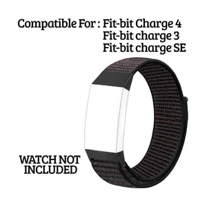 Nylon Replacement Band For Fitbit Charge 4/ 3/ SE (Spider Black)
