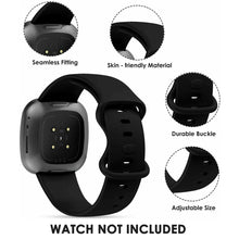 Load image into Gallery viewer, Silicone Strap For Fitbit Sense1-2/Versa 3-4 Black