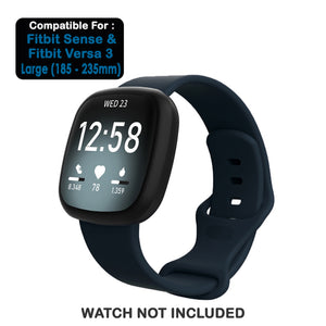 Silicone Wristband Strap For Fitbit Sense 1-2/Versa 3-4 Midnight Blue