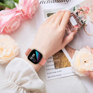 pink color fitbit versa 2 silicone band strap