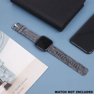 Woven Nylon Strap For Fitbit Versa/Versa 2/Versa Lite (Carbon black)