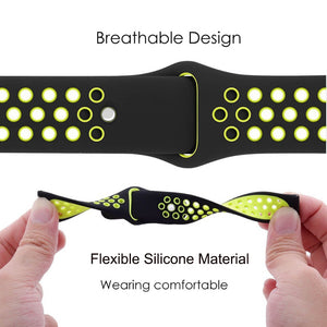 Silicone Strap For Fitbit Sense1-2/Versa 3-4 (Dotted- Black & Green)