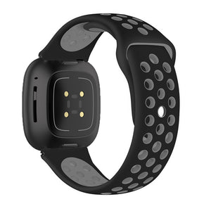 Silicone Strap For Fitbit Sense1-2/Versa 3-4 (Dotted- Black & Grey)
