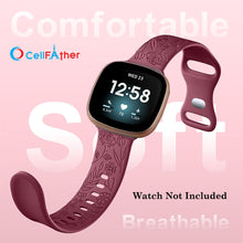 Load image into Gallery viewer, Buy Floral Engraved Strap For Fitbit Sense 2 Band (Maroon)