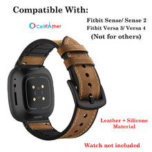Load image into Gallery viewer, Leather silicone Straps for Fitbit Sense 1 &amp; Sense 2 Smartwatch (Brown)