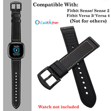 Load image into Gallery viewer, Leather Silicone Straps for Fitbit Versa 3 &amp; Versa 4 Smartwatch (Black)