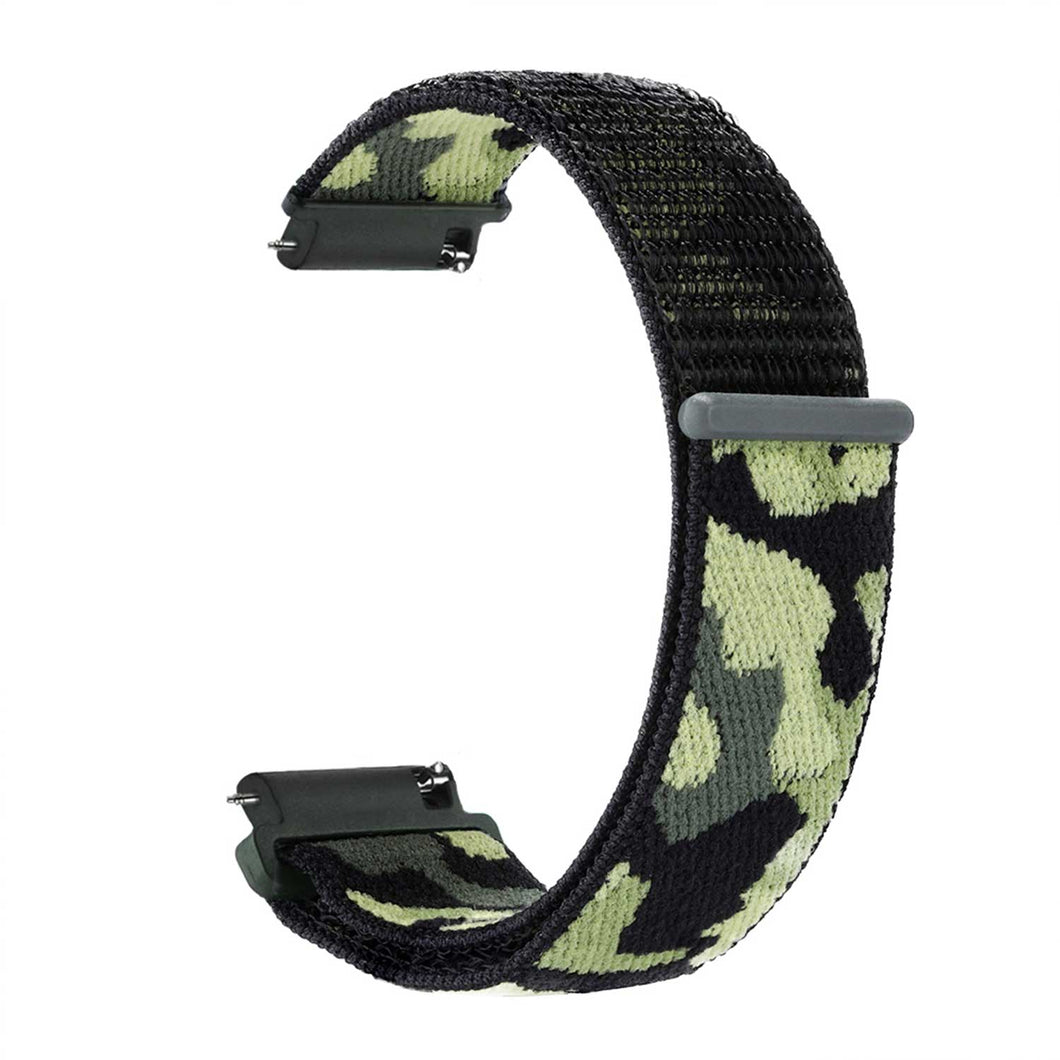 22mm SmartWatch Sport Loop Nylon Bands Camouflage Army Green