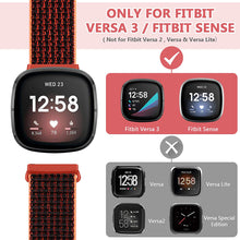 Load image into Gallery viewer, Nylon Strap For Fitbit Sense1-2/Versa 3-4 Red Black