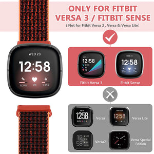 Nylon Strap For Fitbit Sense1-2/Versa 3-4 Red Black