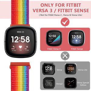 Nylon Strap For Fitbit Sense 1-2/Versa 3-4 Rainbow