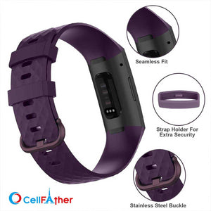 Silicone Replacement Band For Fitbit Charge 4/ 3/ SE (Purple)