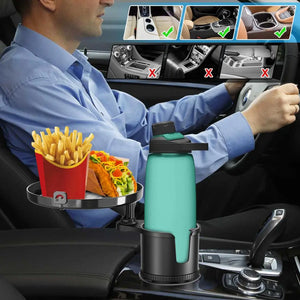 Car Cup Holder Expander Tray 3-in-1 Adjustable Car Table Food Tray