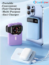 Load image into Gallery viewer, 3in1 magnetic wireless portable power Bank 10,000mAh- Black