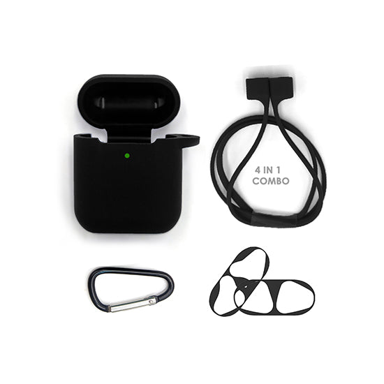 4 in 1 for AirPods 1&2 (Front LED Visible )- Black