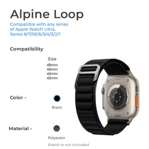 Alpine Loop Band Straps For Apple iWatch-42/44/45/49mm-Black