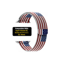 Load image into Gallery viewer, Milanese Loop Strap for iWatch 38-40mm USA Flag Style
