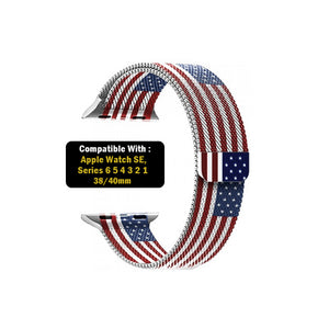 Milanese Loop Strap for iWatch 38-40mm USA Flag Style