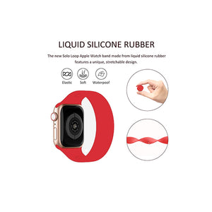 Solo Loop Elastic Silicone Strap for Apple Watch 42/44mm-Red