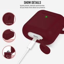Load image into Gallery viewer, Silicone Case Cover for Airpods 1/2 (Wine)
