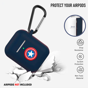 Silicone Case Cover for Airpods 1/2 (Blue Captain America