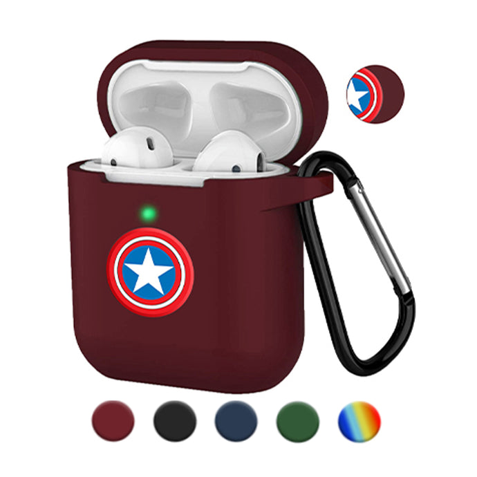 Silicone Case Cover for Airpods 1/2 (Wine Captain America