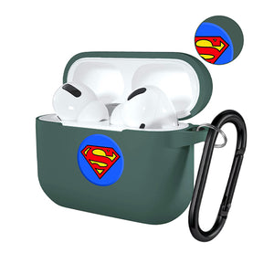 Silicone Case Cover for Airpods Pro(Army Green With Superman Logo)