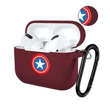 Load image into Gallery viewer, Silicone Case Cover for Airpods Pro (Wine With Captain America Logo)