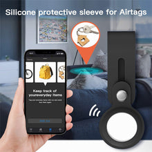 Load image into Gallery viewer, Soft Silicone Case Cover with Long Loop Holder Straps Compatible with Apple Airtag (Black)