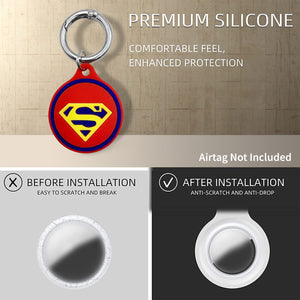 Silicone Key Ring Holder Case Cover Compatible with Apple Airtag  Superman