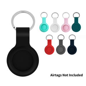 Silicone Key Ring Holder Case Cover Compatible with Apple Airtag 2021 (Black)