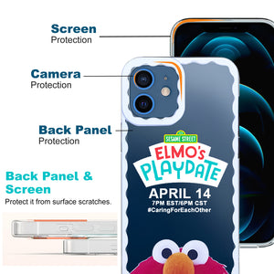 Soft Silicone Transparent Printed Case Compatible with iPhone 12 -Elmo's Playdate