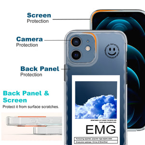 Soft Silicone Transparent Printed Case Compatible with iPhone 12 -EMG Cloud