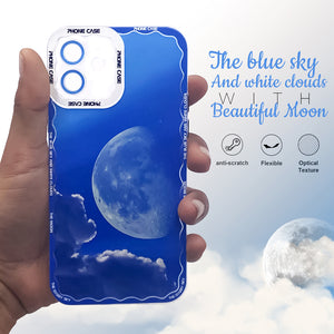 Soft Silicone Transparent Printed Case Compatible with iPhone 12 -Moon