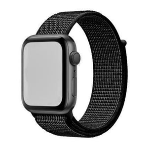 Woven Nylon Strap For Apple Watch-Reflective Black (42/44/45mm)