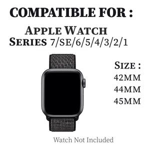 Woven Nylon Strap For Apple Watch-Reflective Black (42/44/45mm)