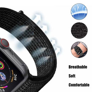 Woven Nylon Strap For Apple Watch-Reflective Black (42/44/45mm)