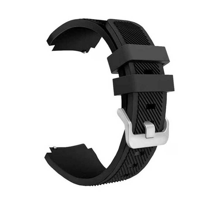 22mm universal Smartwatch Silicone Strap Black Diagonal