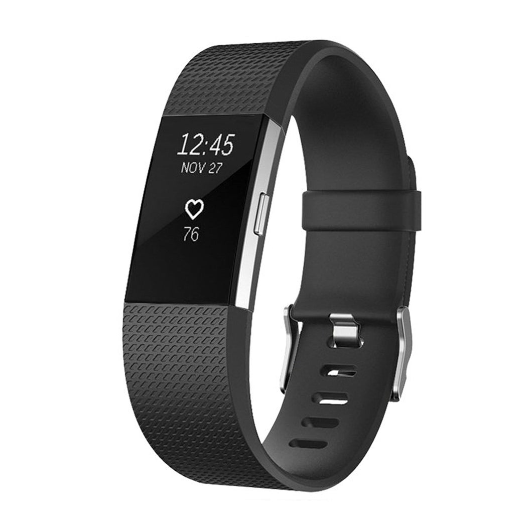 Silicone Replacement Band For Fitbit Charge 2-Black