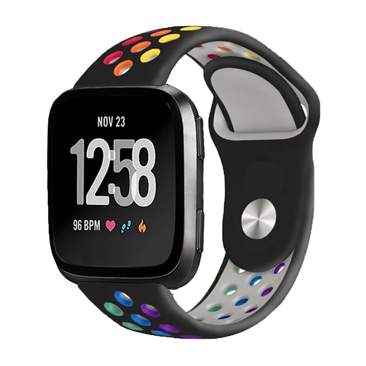 Dotted Silicone Strap for Fitbit Versa Fitbit Versa 2 Fitbit Versa Lite Edition Black Rainbow