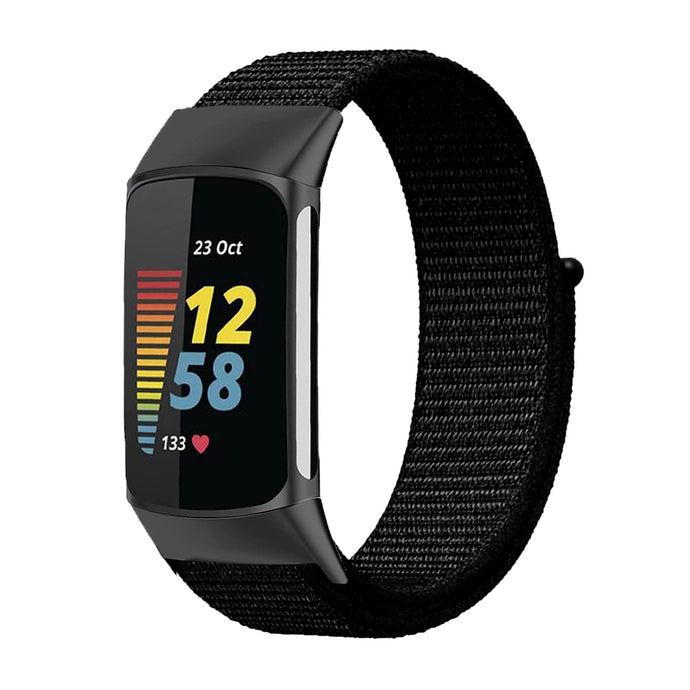 Nylon Replacement Band For Fitbit Charge 5/6-Jet Black